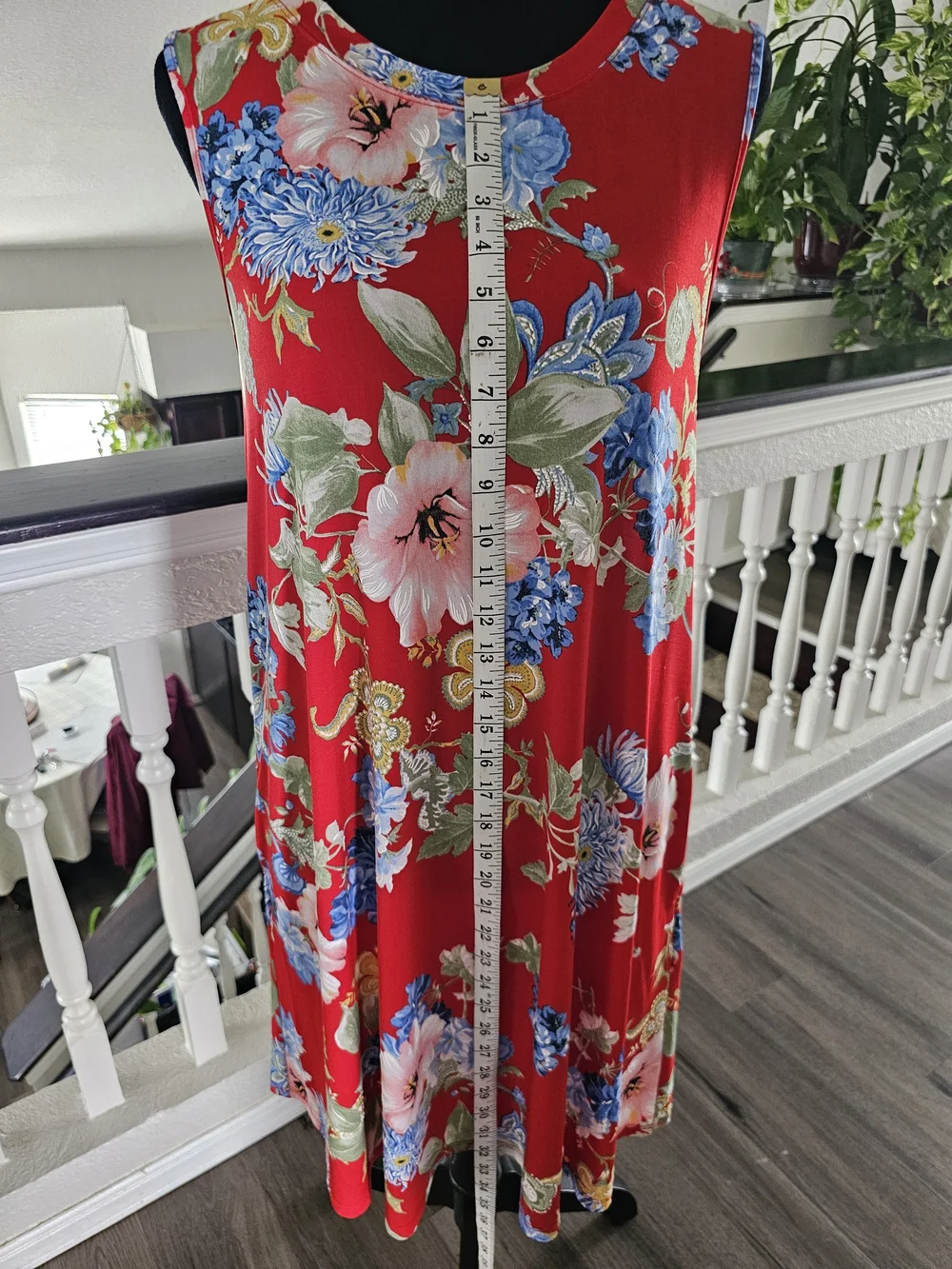 Apt. 9 Red Floral Sleeveless Midi Dress with Blue and Green Blooms - Picture 11 of 12